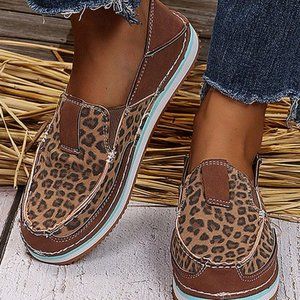 Leopard Print Slip on dock shoe